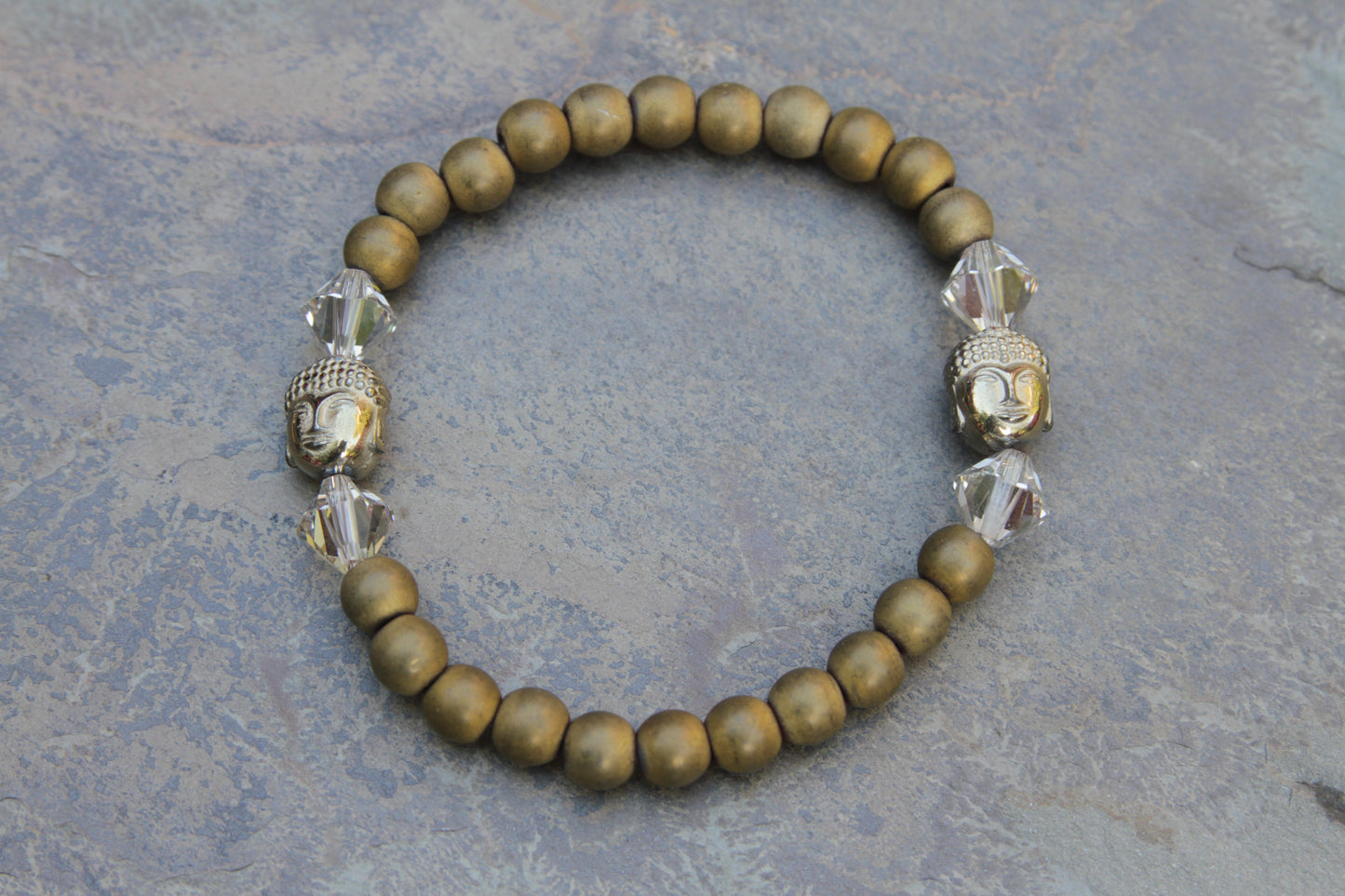 Matte gold hematite Buddha  bracelet