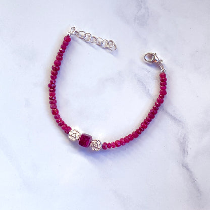 Rubies galore silver clasp bracelet