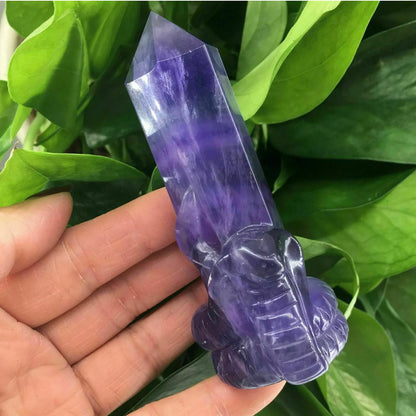 Natural purple fluorite cobra Snake gemstone wand