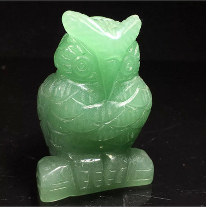 Natural green Aventurine gemstone Owl