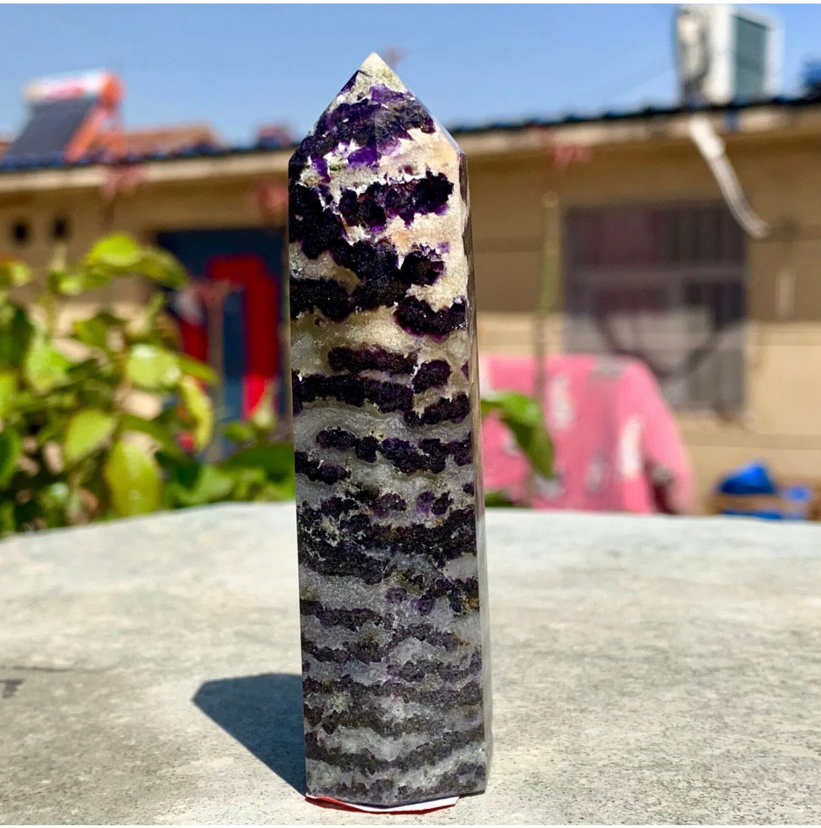 Natural Fluorite gemstone Crystal obelisk tower point wand