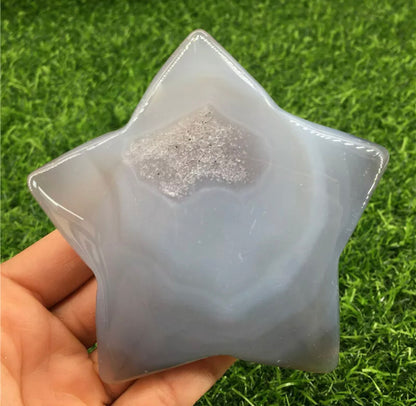 Grey Agate Geode Star Large