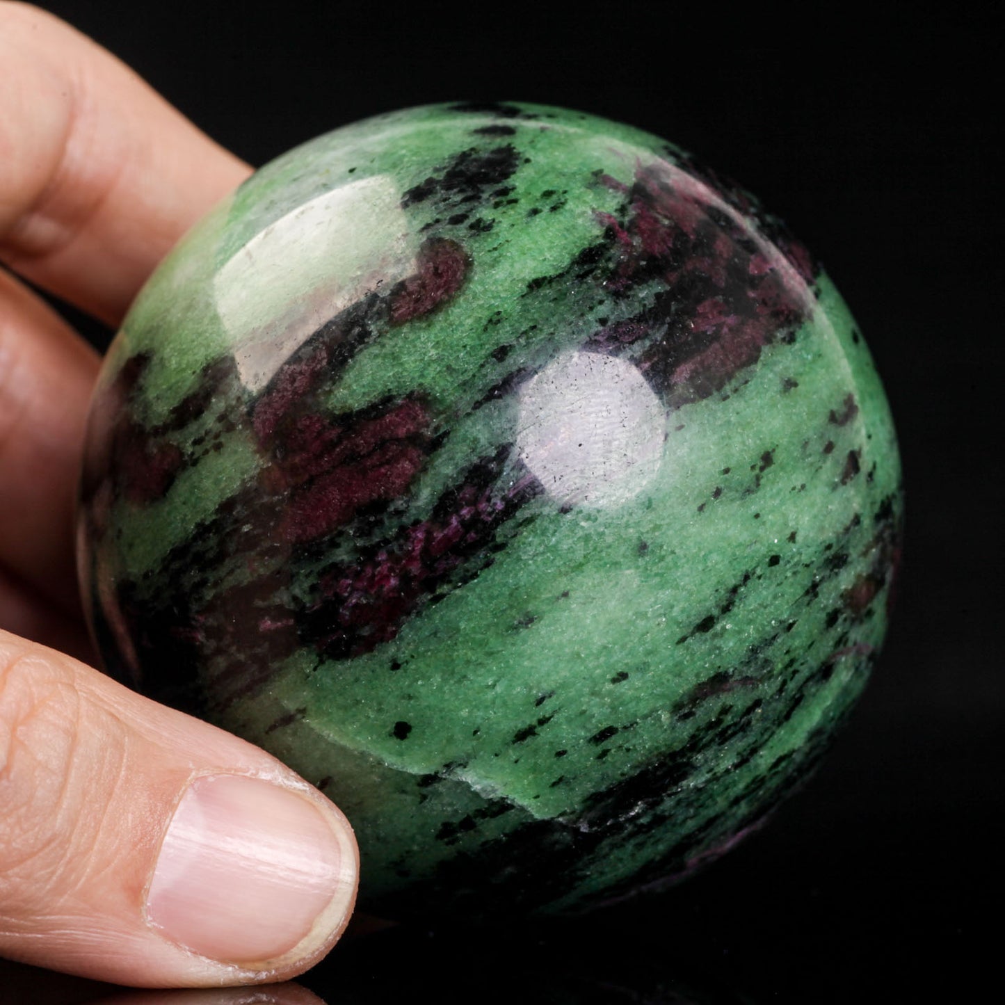 Natural Ruby zoisite crystal ball semiprecious sphere gemstone reiki healing