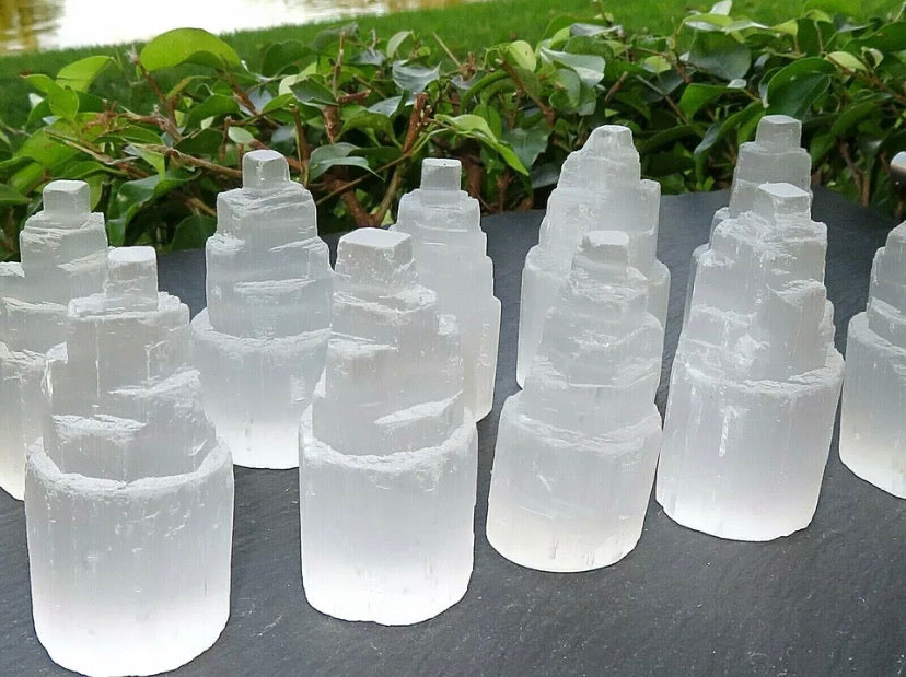 Small Selenite Gemstone Tower Crystal