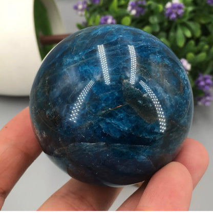 Natural Apatite Gemstone Sphere with Stand