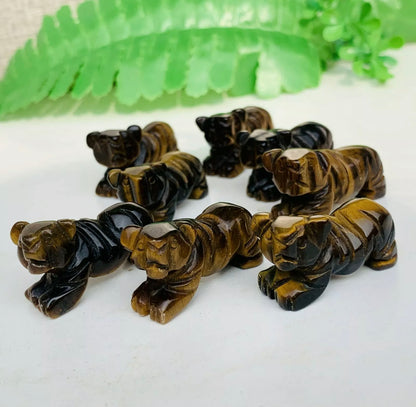 Natural Tiger Eye gemstone carved tiger figurine