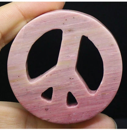 Natural Rhodonite Peace Sign figurine