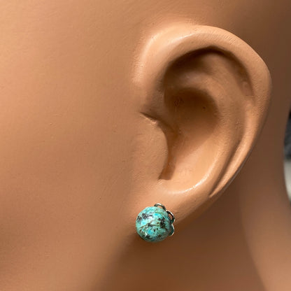African Turquoise gemstone 8 mm Stud Earrings