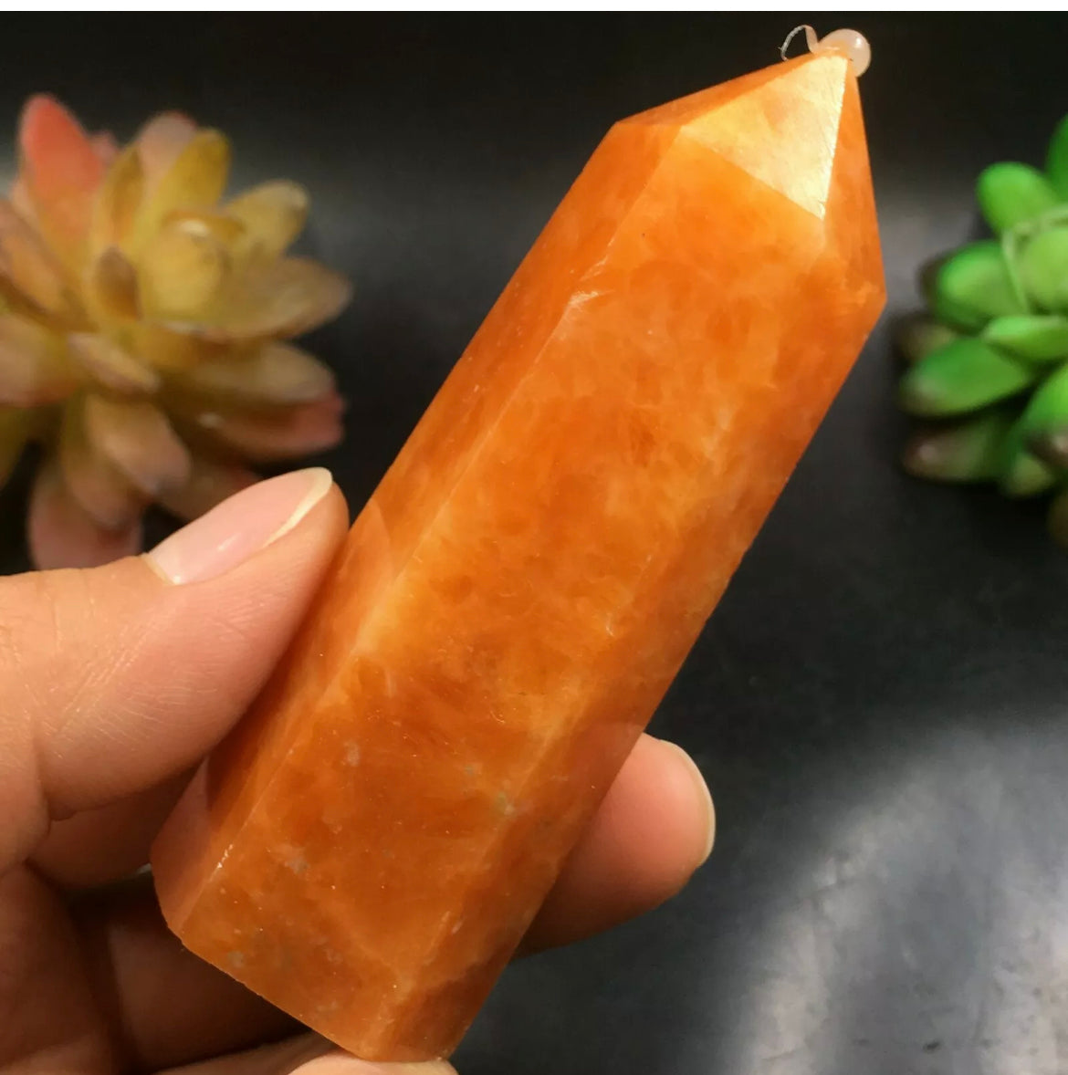 Natural Orange Calcite Crystal Wand