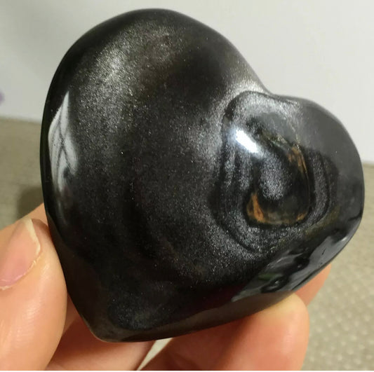 Natural Silver Obsidian heart