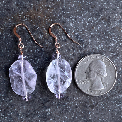 Amethyst and 14 kt rose Gf drop earrings