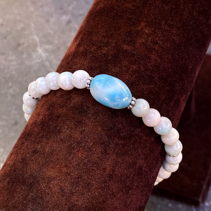 Larimar and Sterling Silver Beaded Bracelet