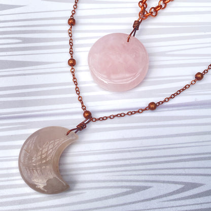 Full Moon, Crescent Moon Layered Necklace