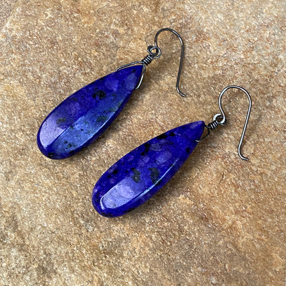 Lapis Lazuli w/ Oxidized Sterling Silver Drop Earrings