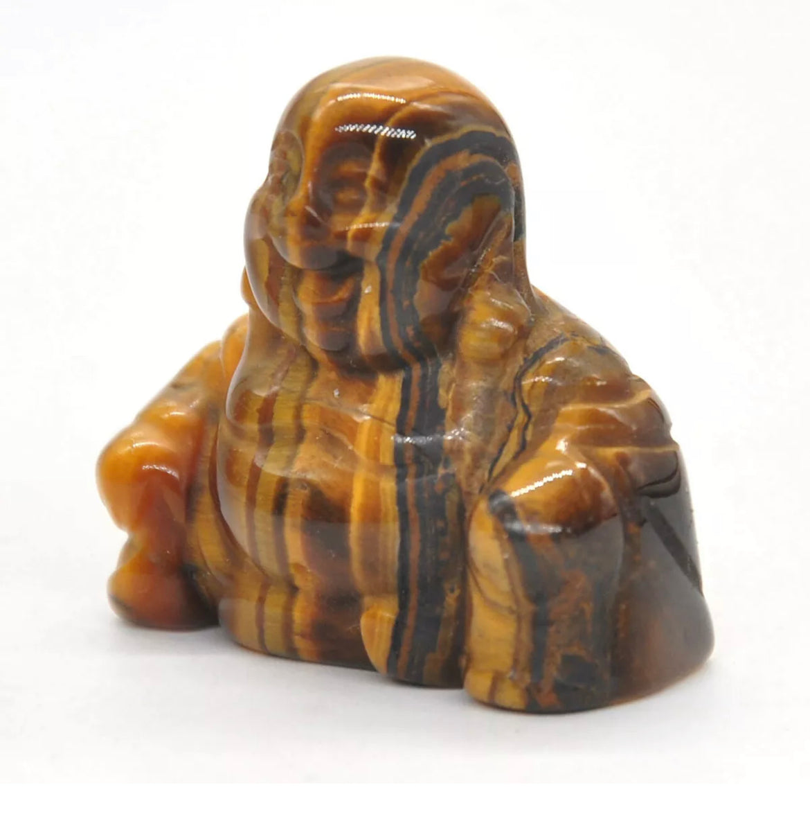 Natural Tiger Eye Crystal Laughing Buddha