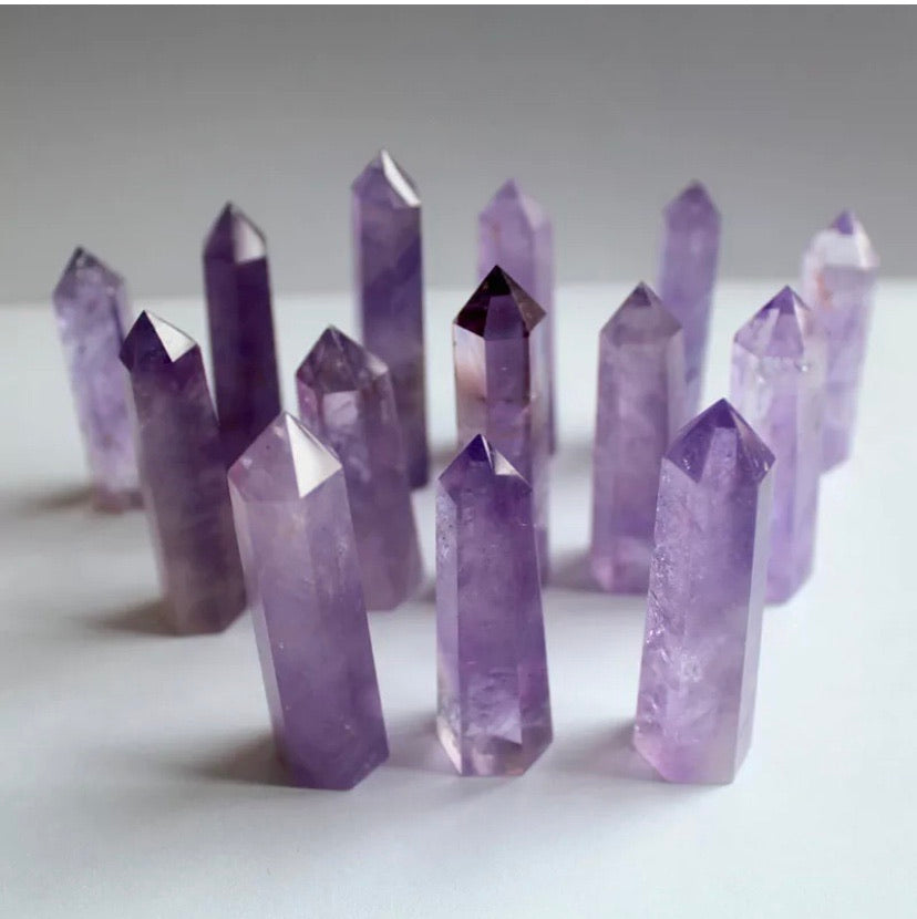 Natural Purple Amethyst gemstone Quartz Crystal Point Wand