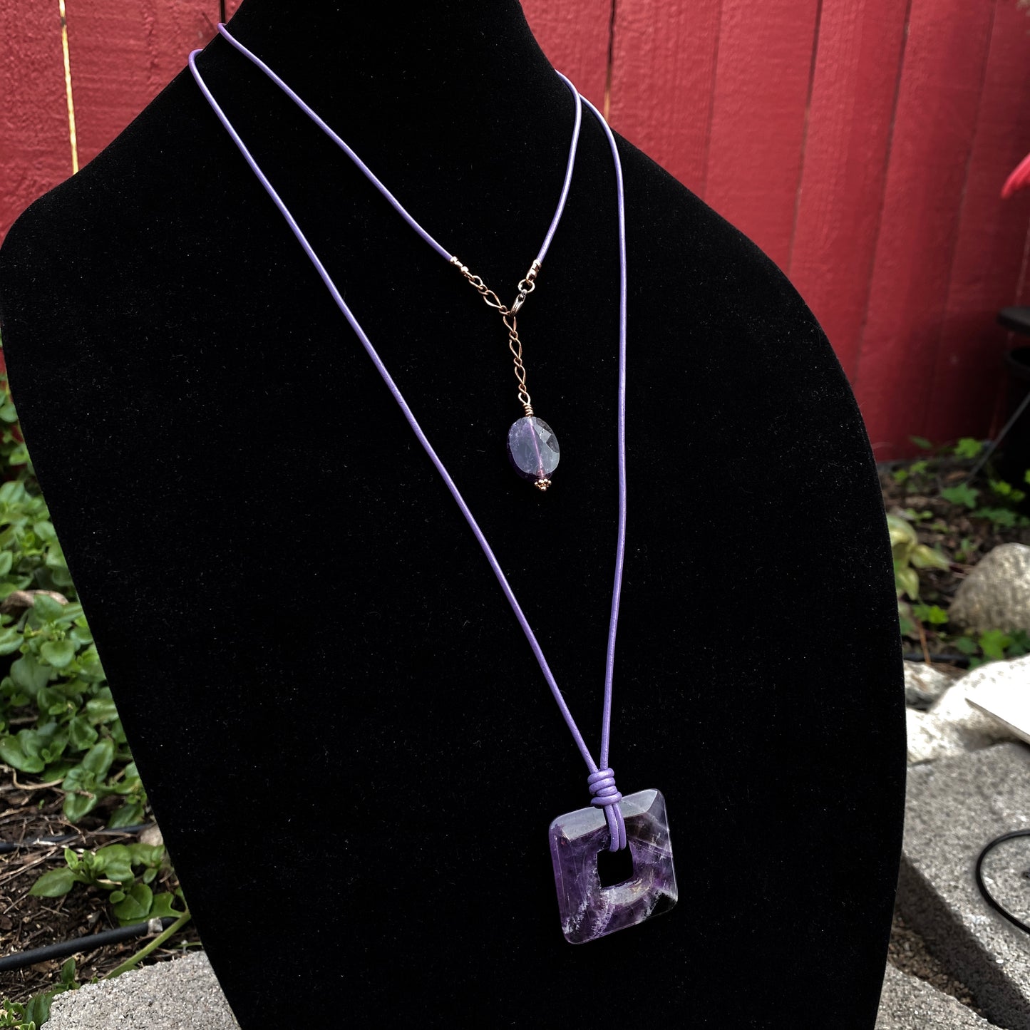 Amethyst gemstone Leather Necklace