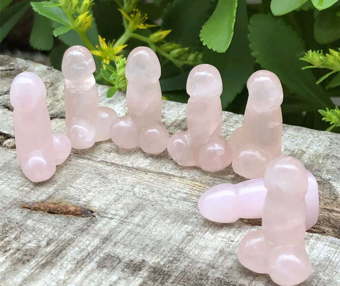 Natural Rose Quartz gemstone Penis (Mini)