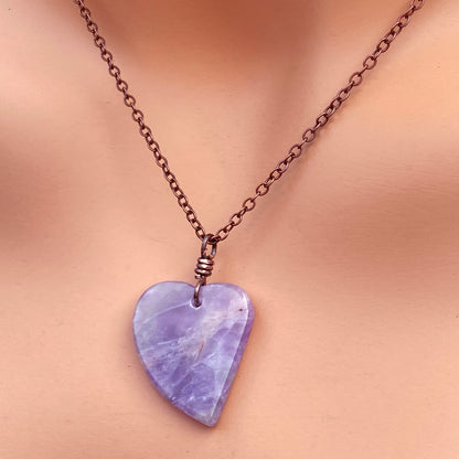 Amethyst Heart on Copper Chain