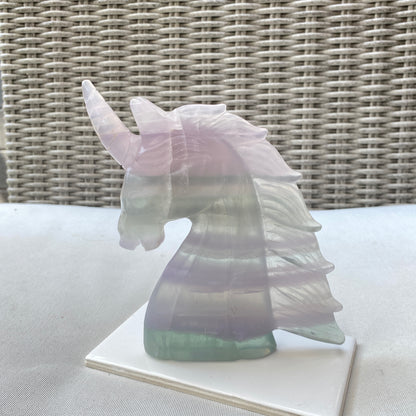 genuine Fluorite gemstone carved Unicorn