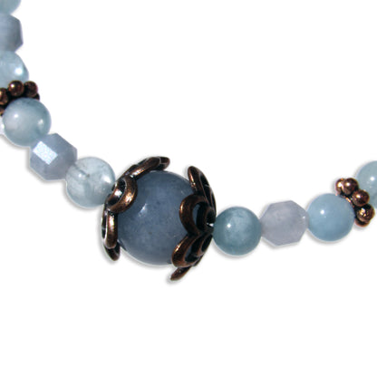 Aquamarine gemstone and Copper Stretch bracelet