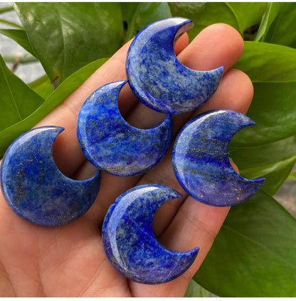 Natural Lapis lazuli gemstone crystal polished moon