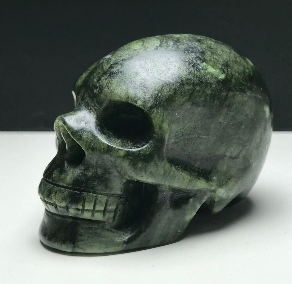 Natural Green Jade Skull