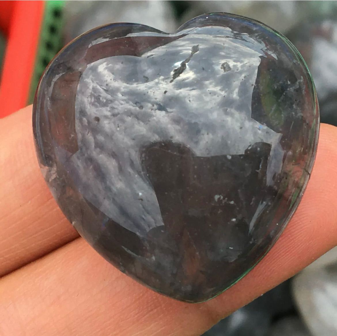 Natural Smokey Quartz Heart Palm Stone