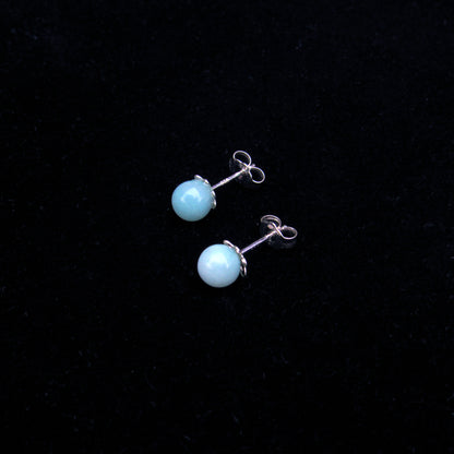 Aquamarine Gemstone stud earrings on Sterling Silver