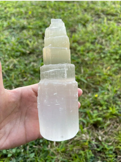 Large Selenite Gemstone Crystal Tower 6" Tall