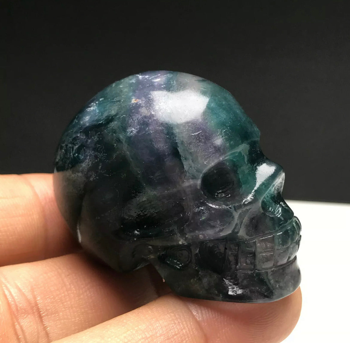 Fluorite gemstone carved Skull