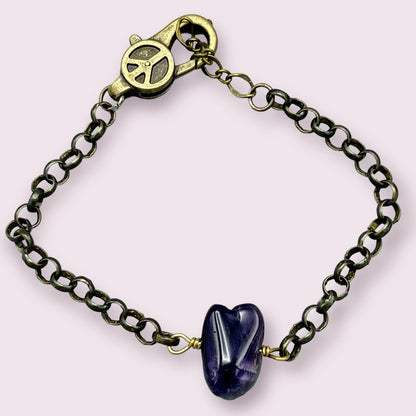 Amethyst and Brass Bracelet