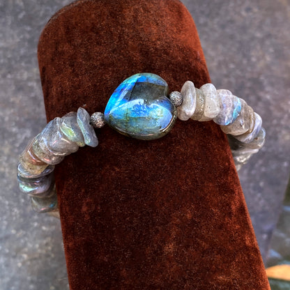 Labradorite Heart clasp Bracelet