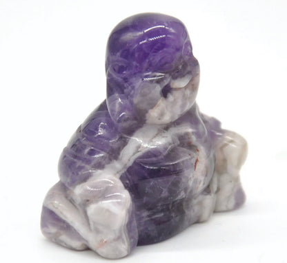 Natural Amethyst Crystal Laughing Buddha