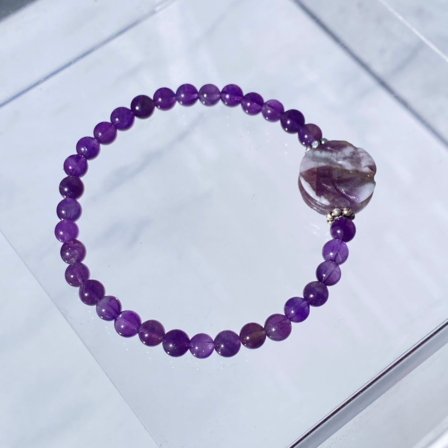 Amethyst gemstone Flower and Copper Bracelet