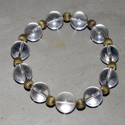 Clear Quartz and Brass Bracelet