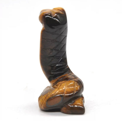 Natural Tiger Eye Crystal Snake Figurine