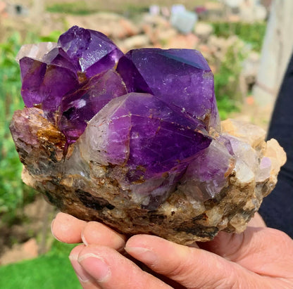 Natural Amethyst gemstone geode cluster crystal specimen