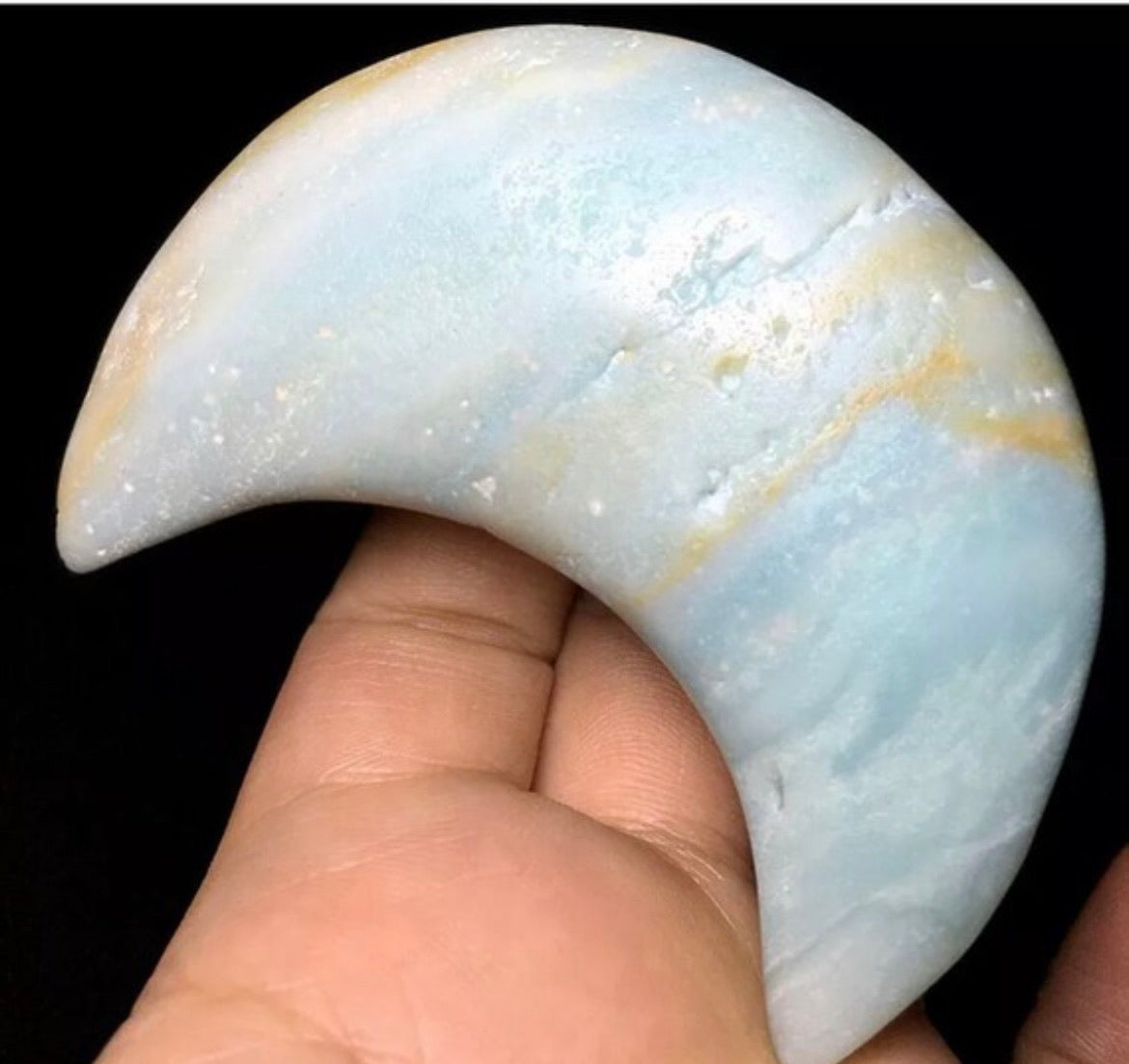 Natural Blue Calcite Crescent Moon