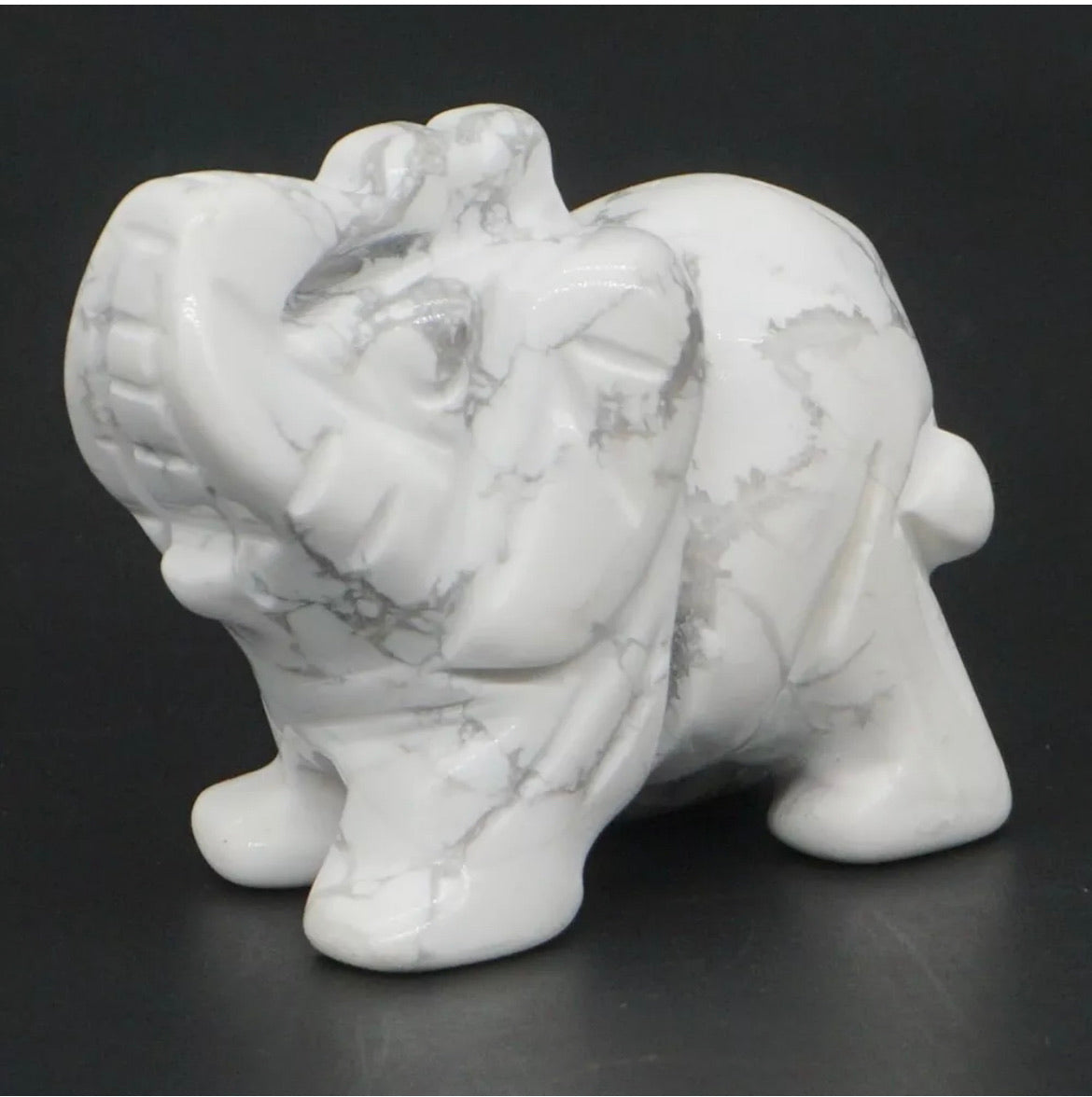 Natural Howlite gemstone carved Elephant