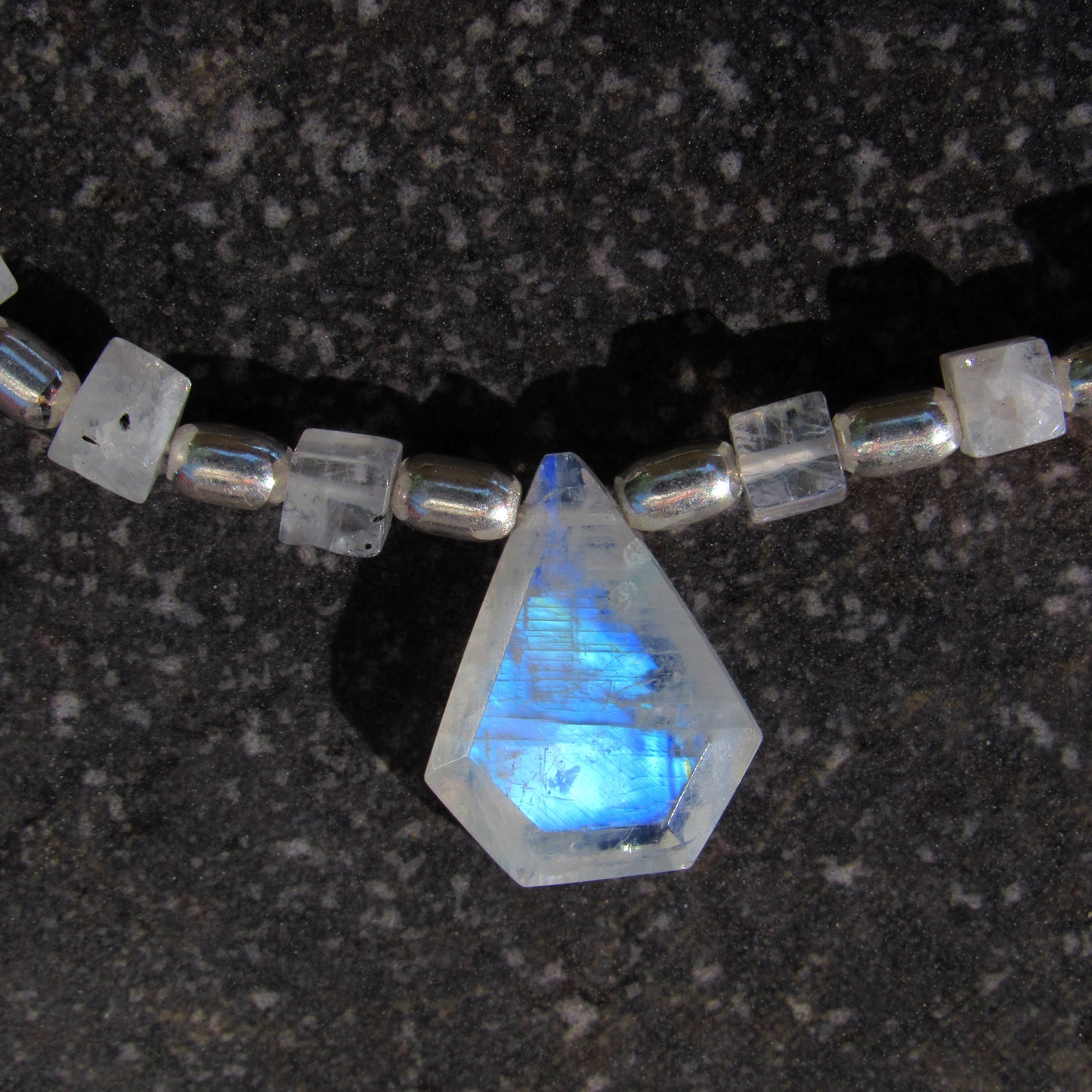 Moonstone gemstones and sterling silver necklace