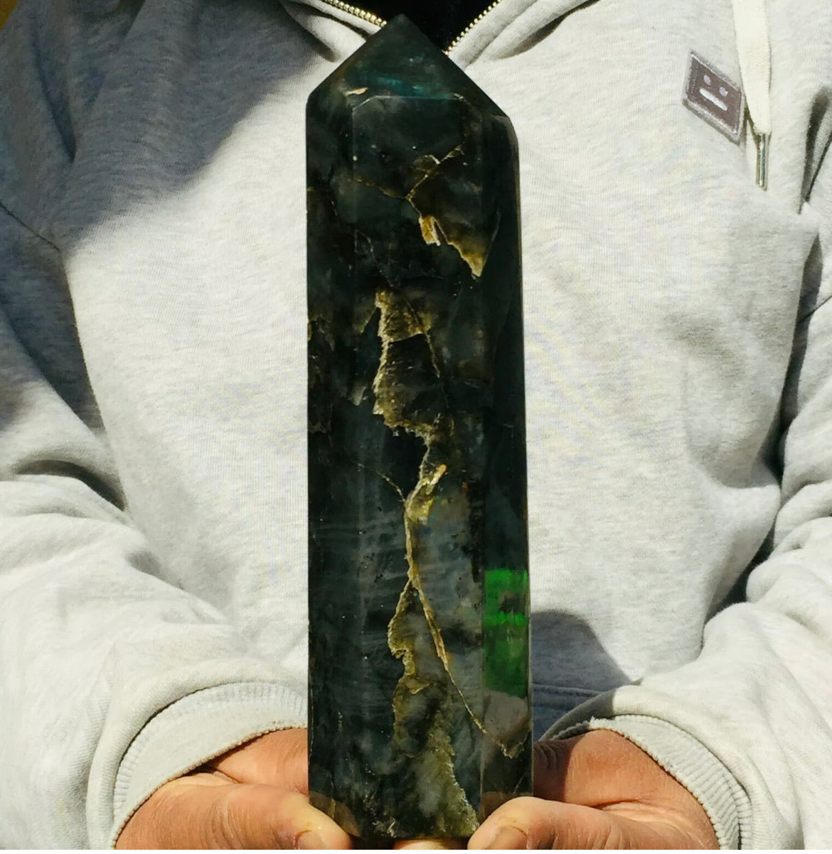 Natural Labradorite Tower Point healing energy obelisk