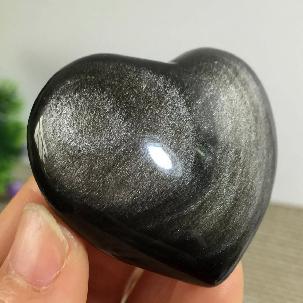 Natural Silver Obsidian heart