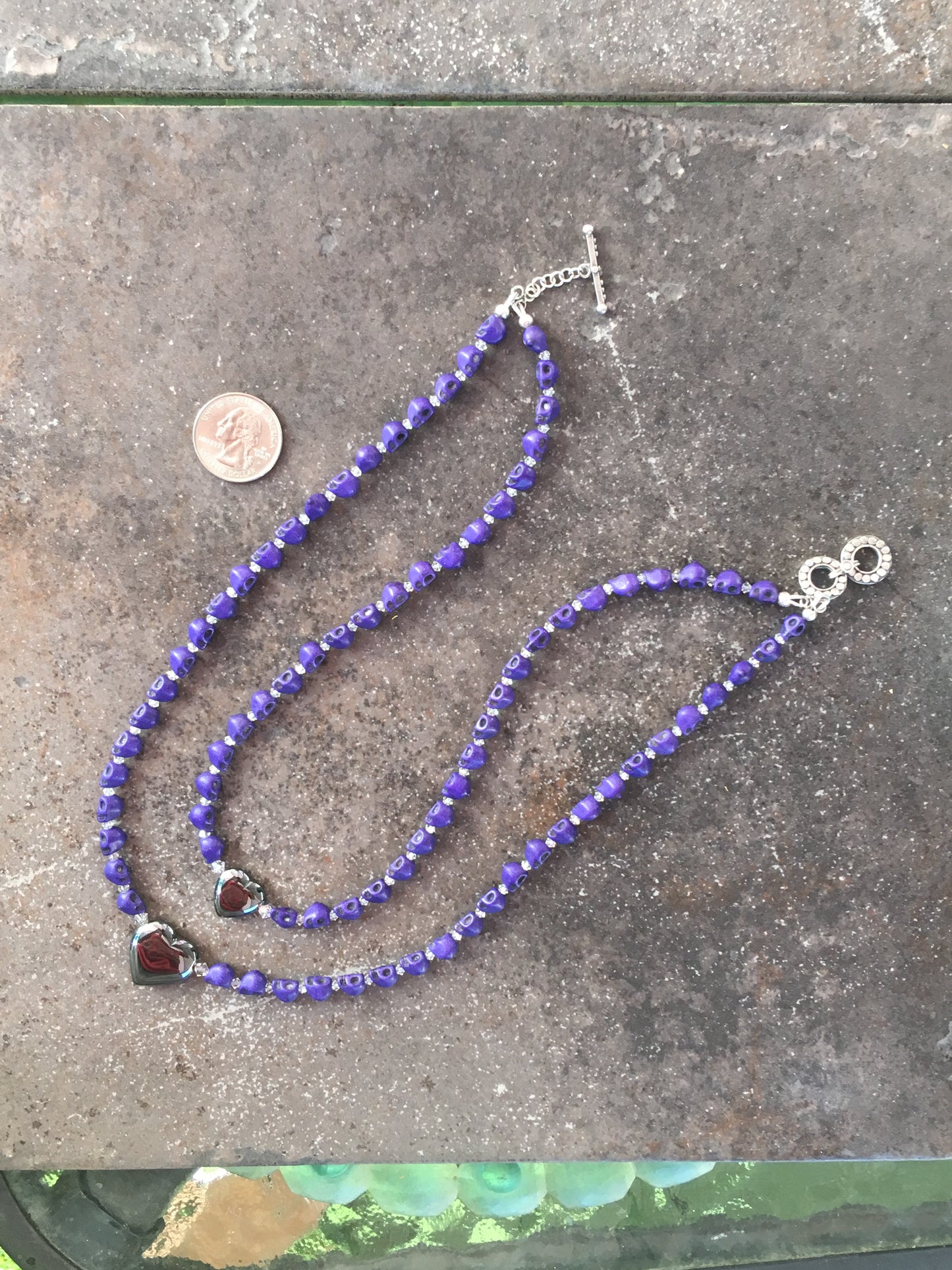 Purple Skull double Necklace