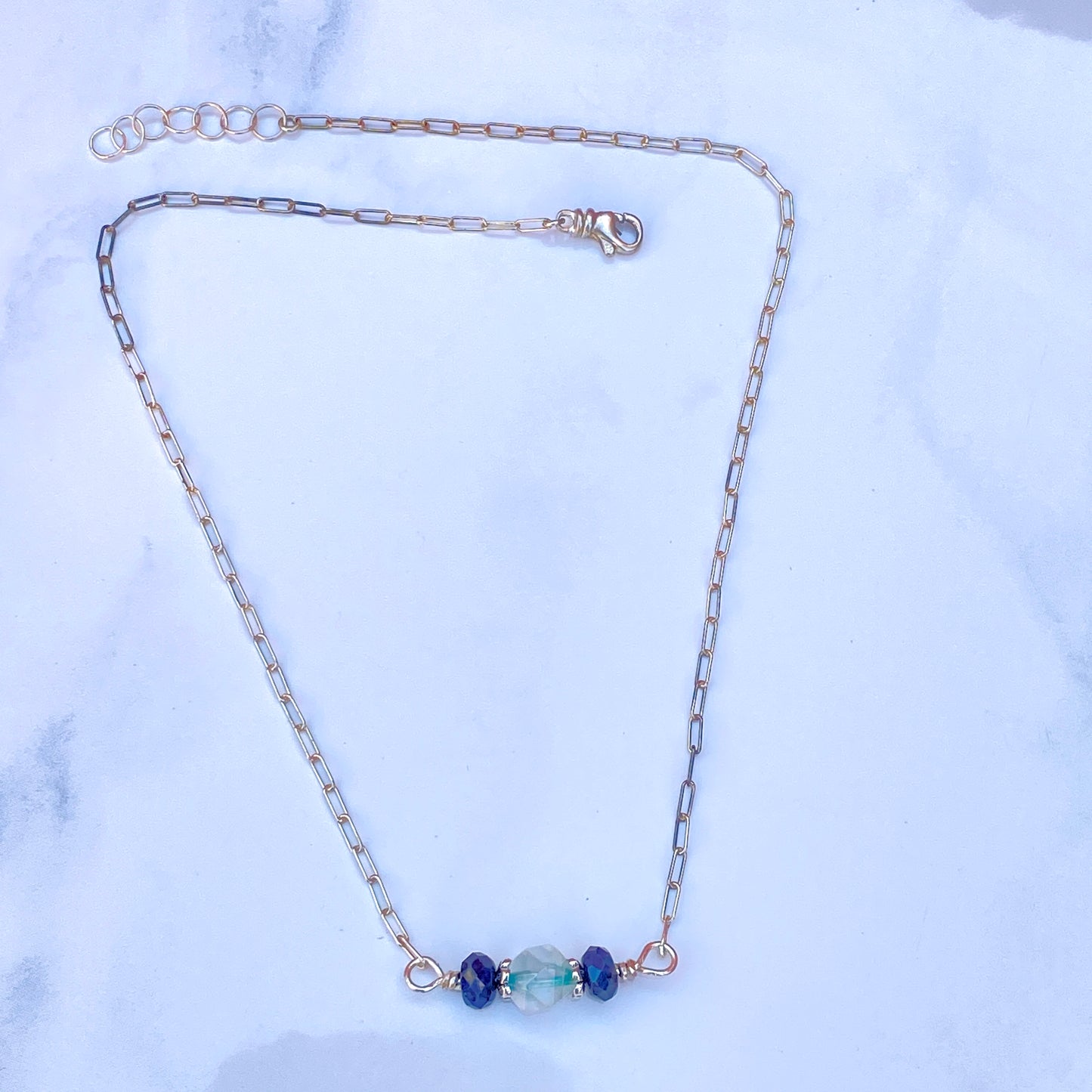 Blue Topaz gemstone, Blue Sapphire necklace