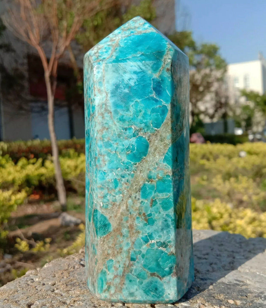 Natural Apatite gemstone Tower point Obelisk