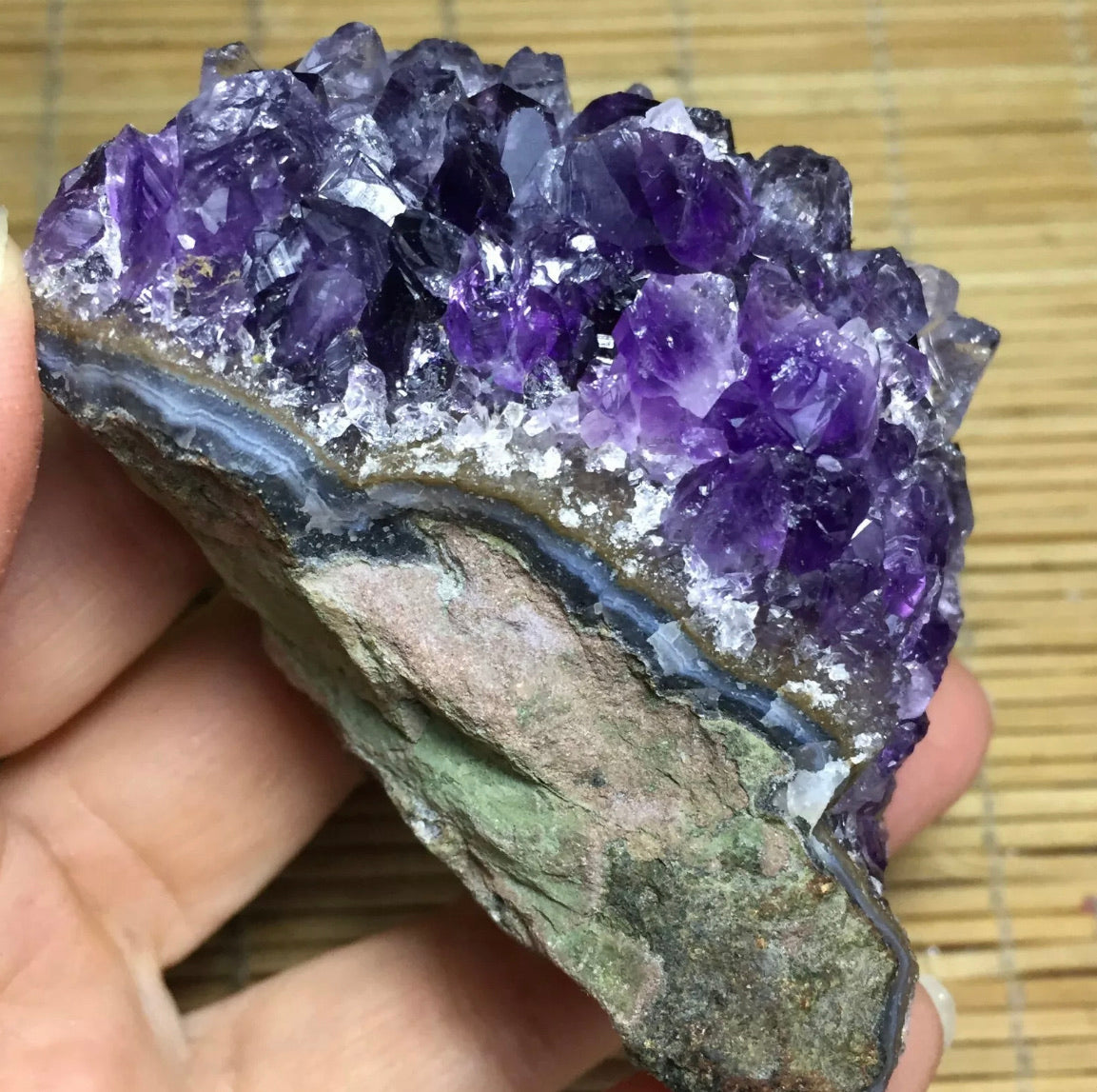 Natural Amethyst geode quartz cluster crystal specimen energy