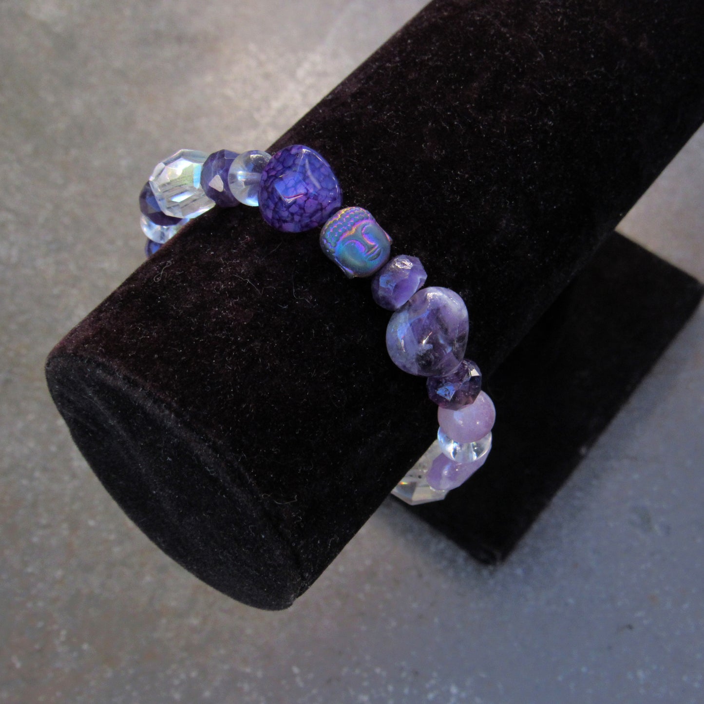 Purple Gemstone Buddha Stretch Bracelet