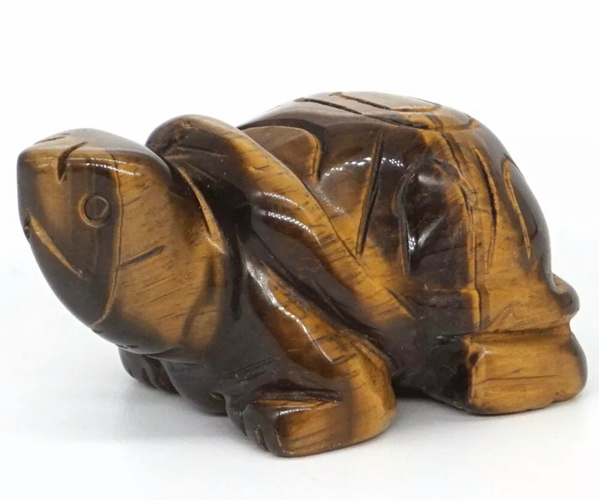 Natural Tiger Eye gemstone carved Turtle Figurine