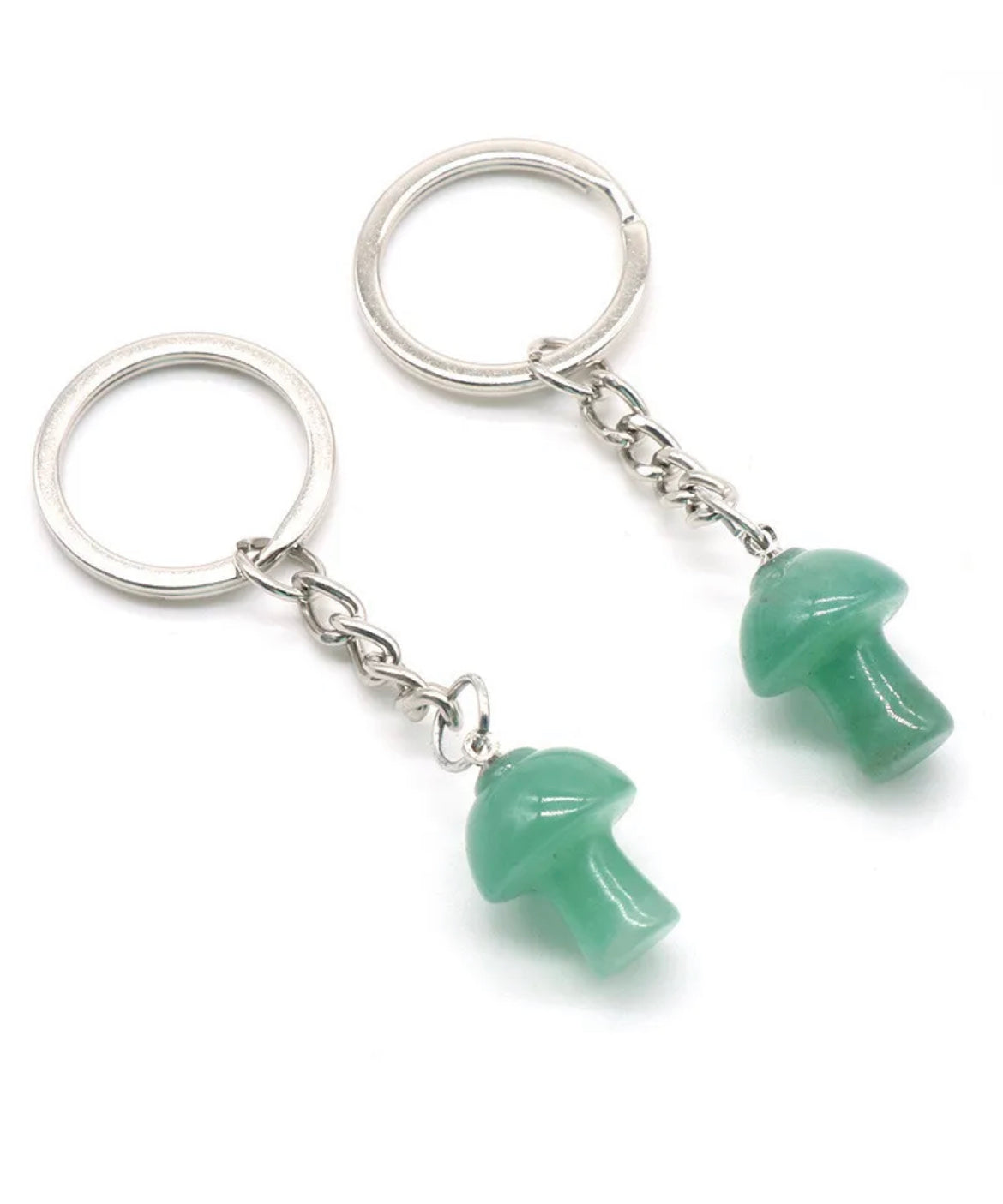 Green Aventurine Mushroom Keychain